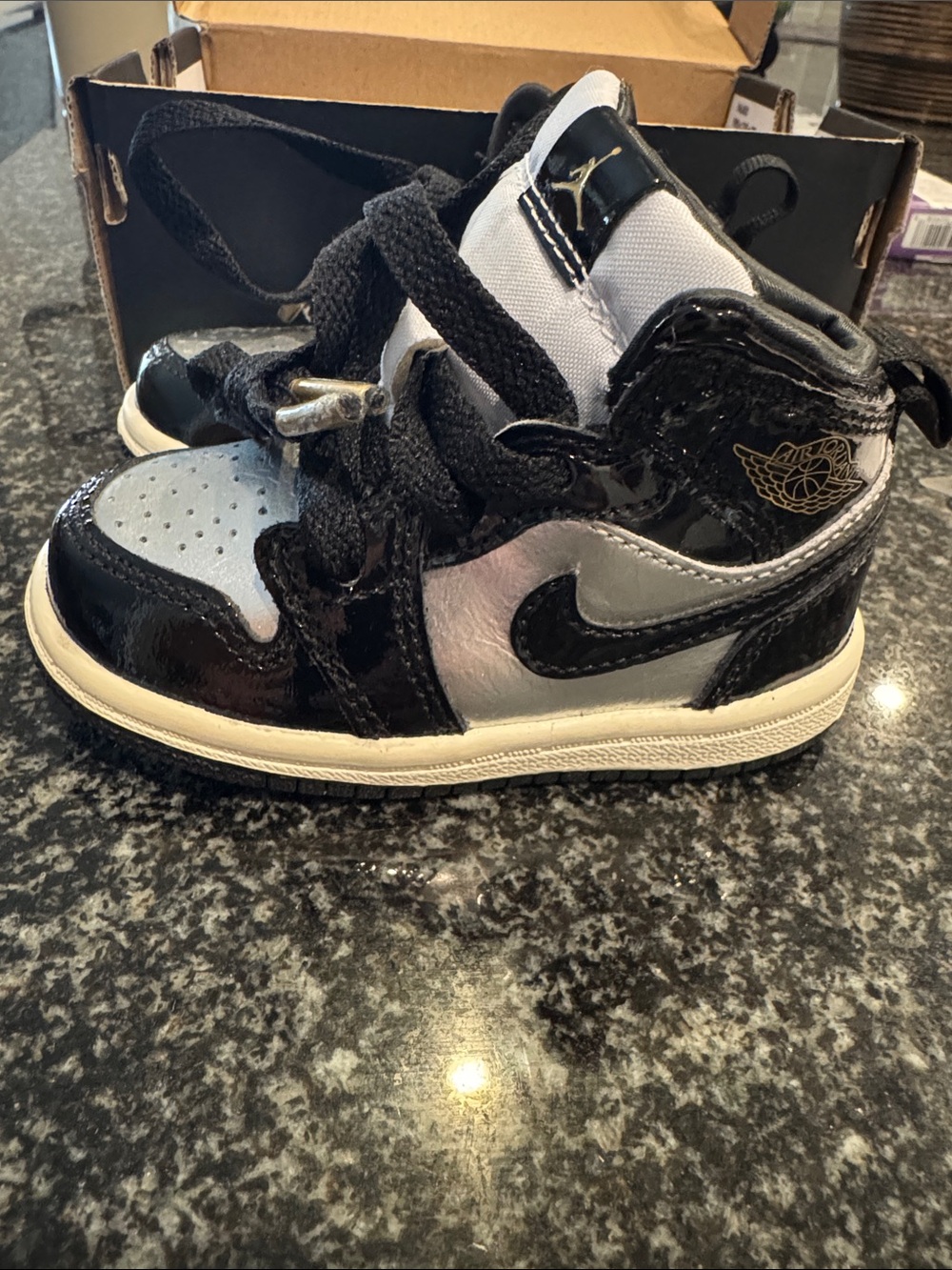 Jordan Kids Black and Gray High-Top Sneakers